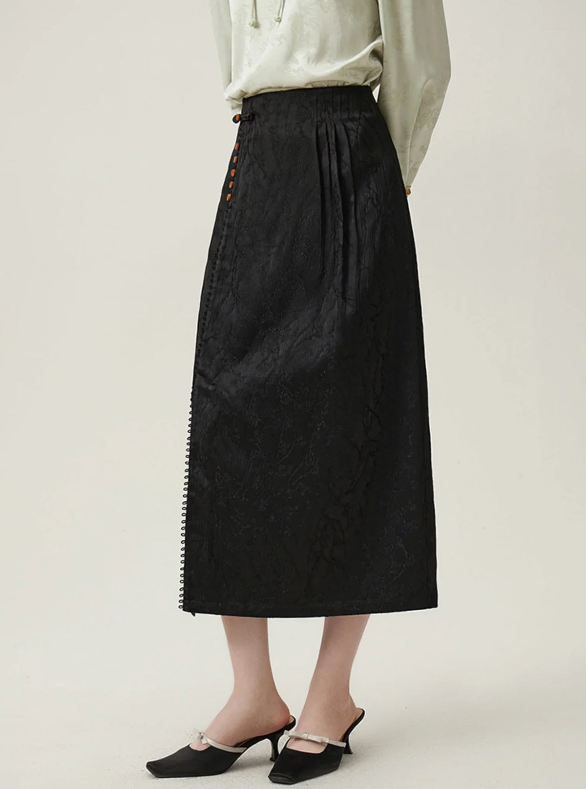 Black High Waist Jacquard Skirt