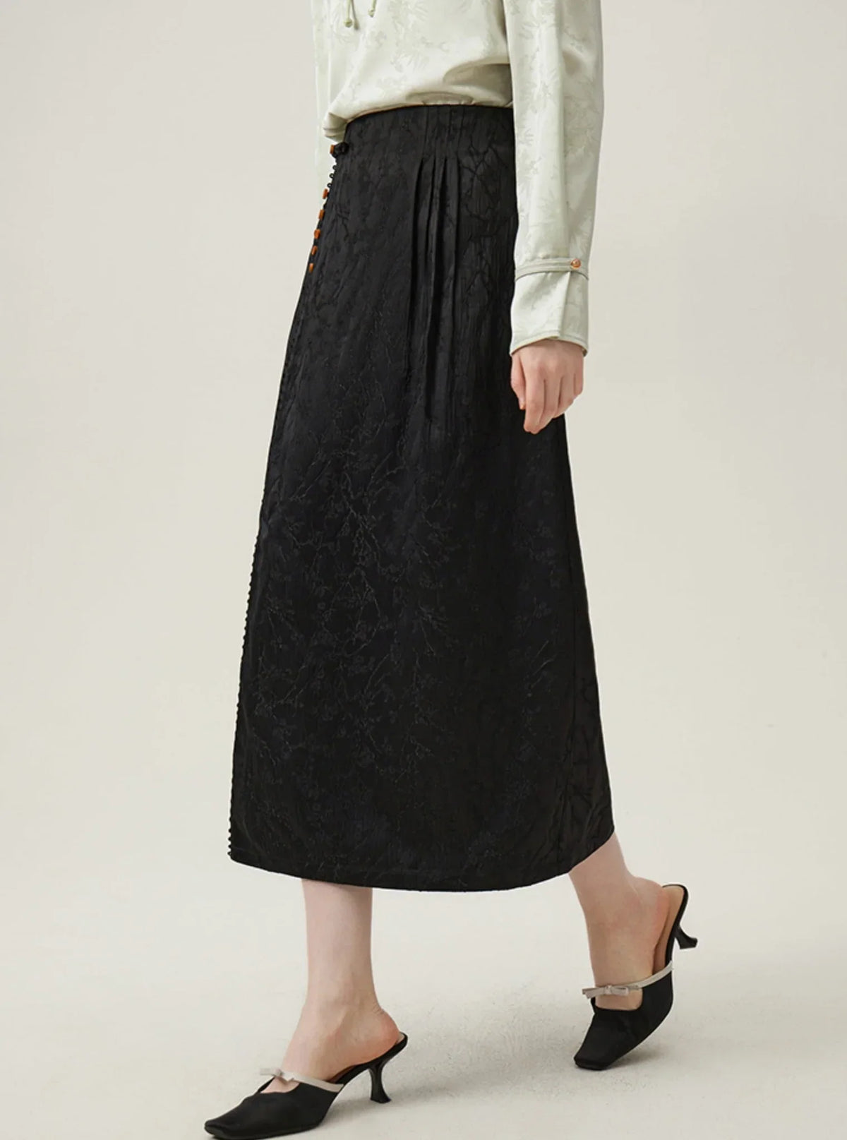 Black High Waist Jacquard Skirt