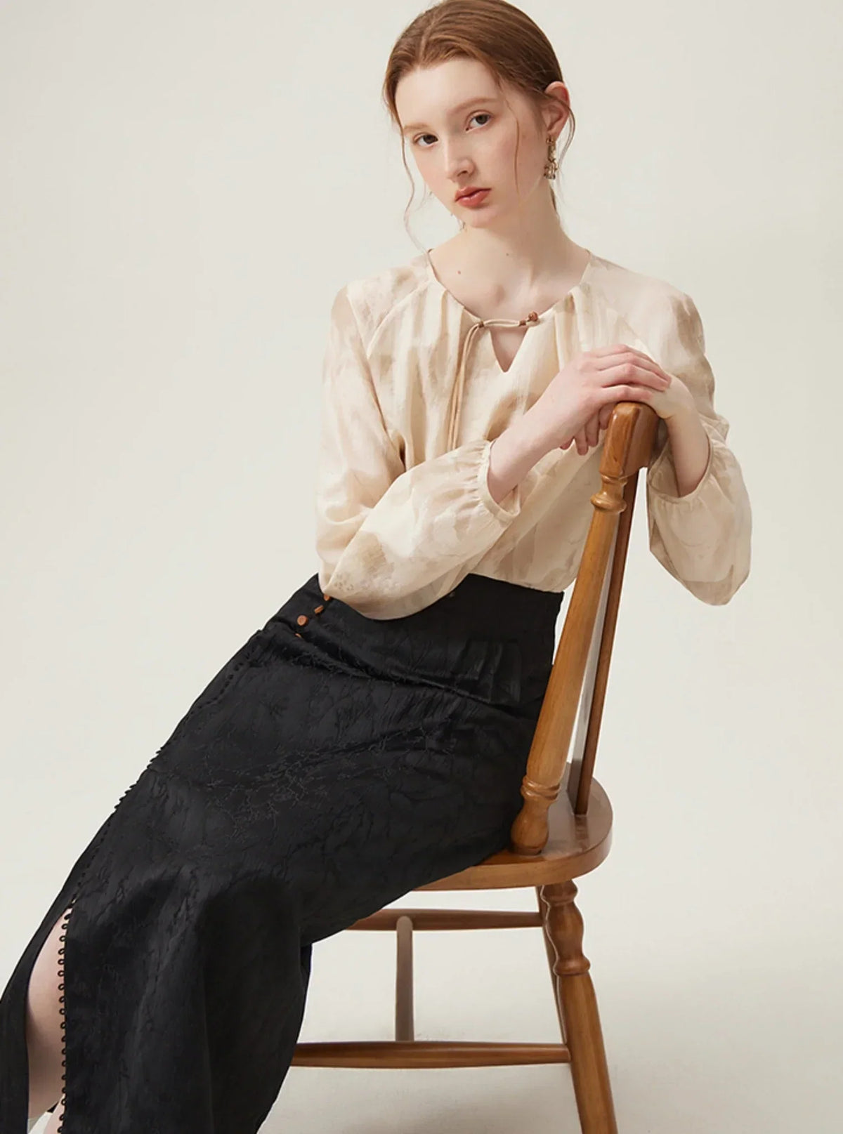 Black High Waist Jacquard Skirt