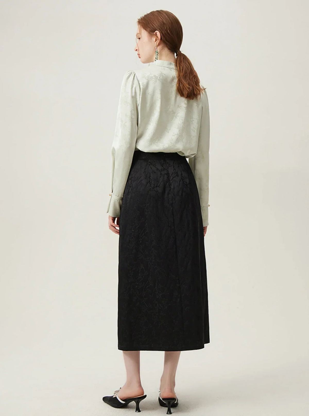 Black High Waist Jacquard Skirt