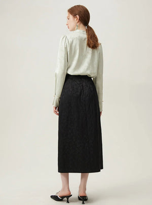 Black High Waist Jacquard Skirt