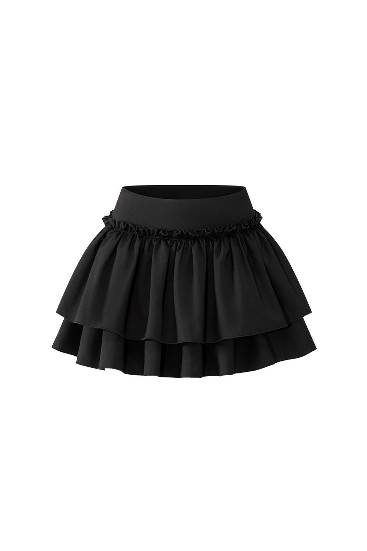 Black High-Waisted Pleated Puffy Skirt
