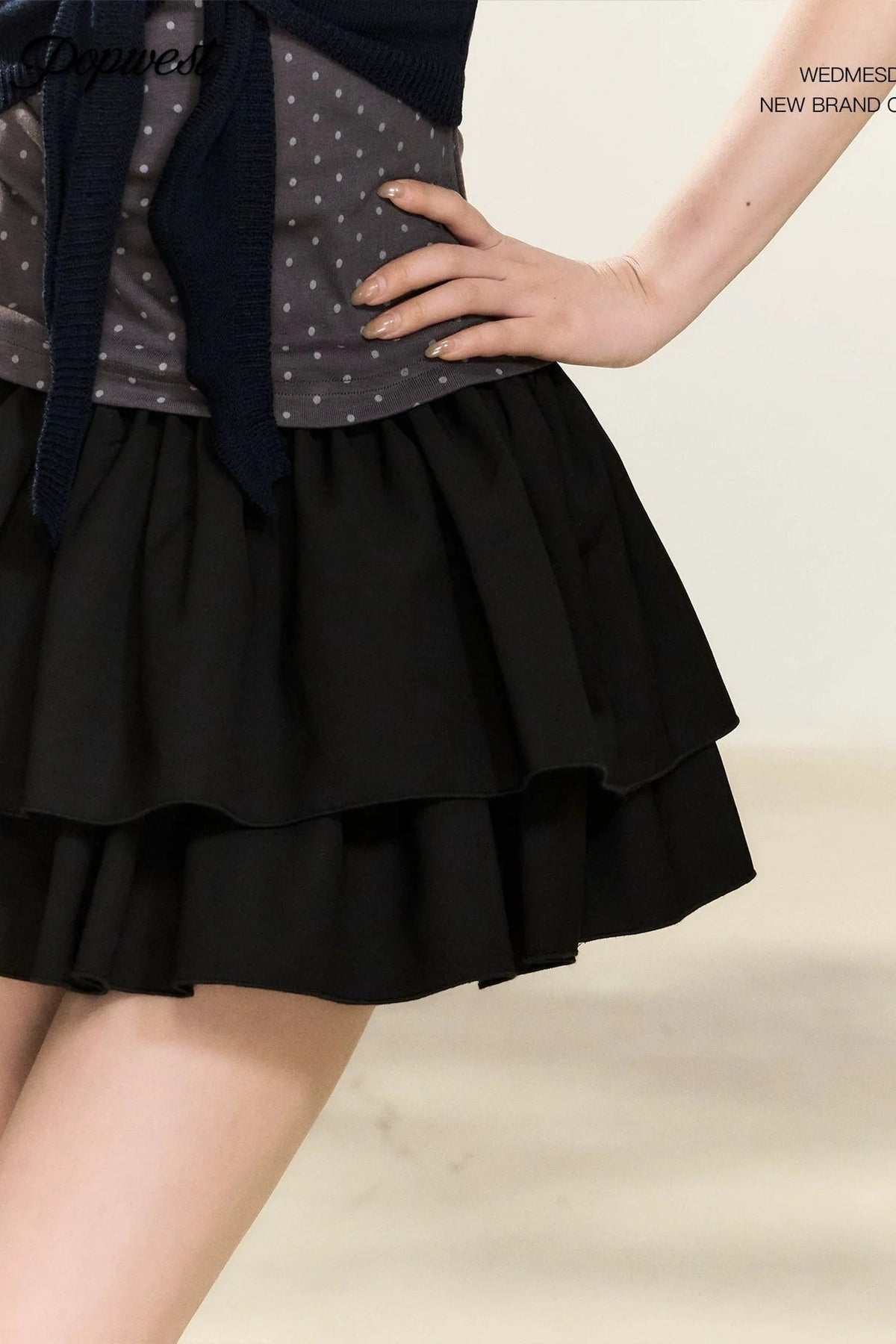 Black High-Waisted Pleated Puffy Skirt