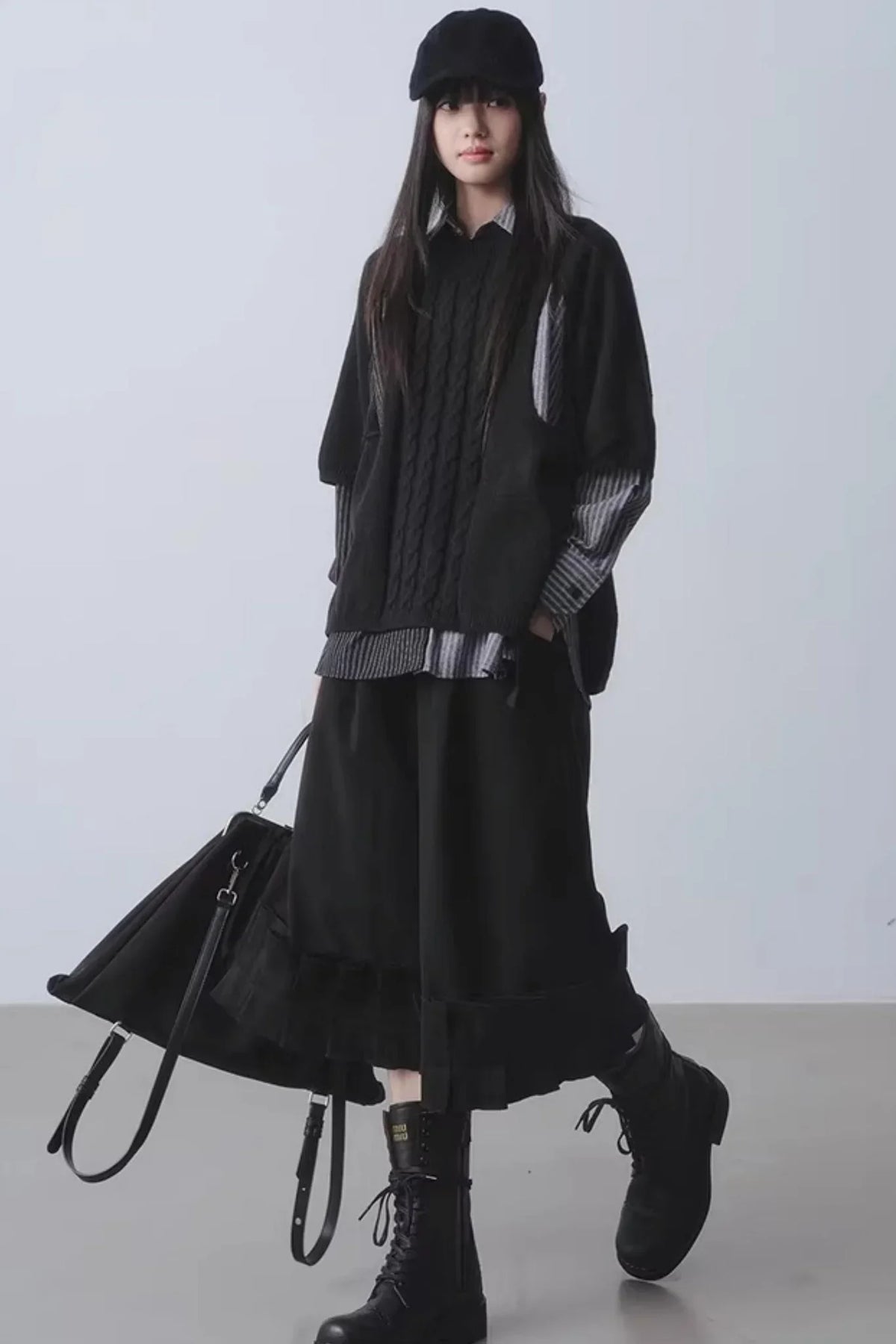 Black High-Waisted Wide-Leg Pants