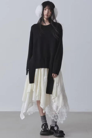 Black Irregular Sweater
