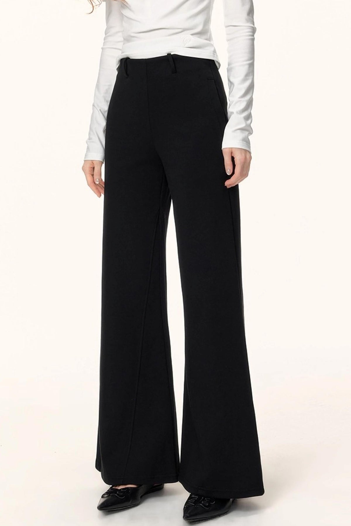 Black Knit Flared Pants