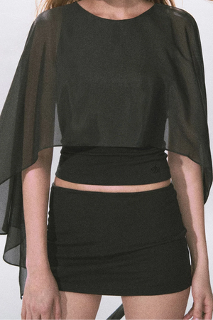 Black Knitted A-Line Skirt