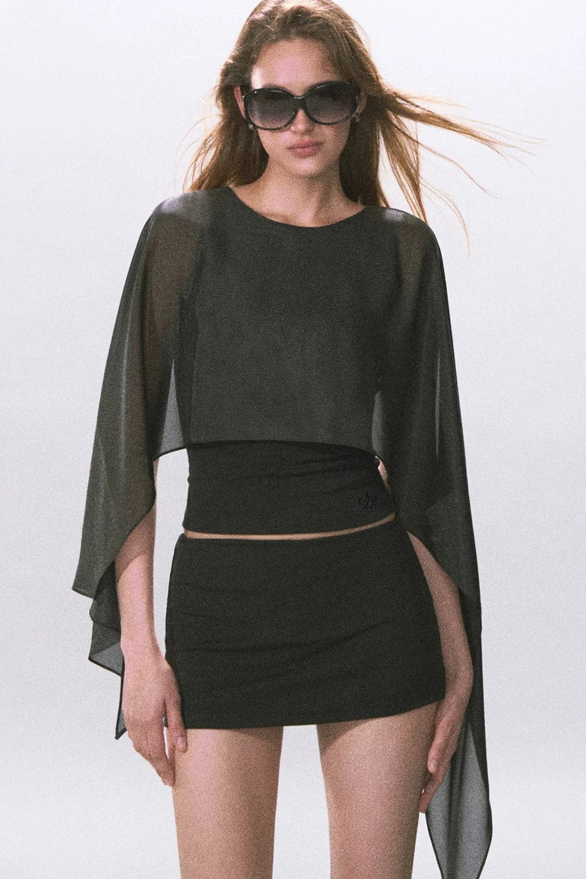 Black Knitted A-Line Skirt