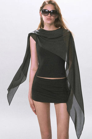 Black Knitted A-Line Skirt