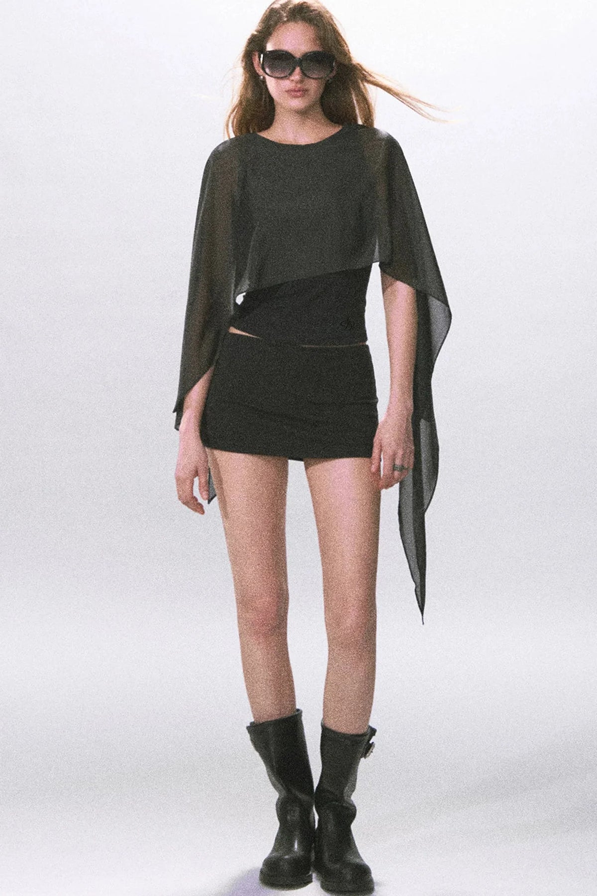 Black Knitted A-Line Skirt