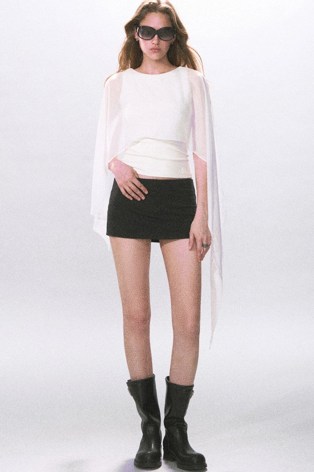 Black Knitted A-Line Skirt