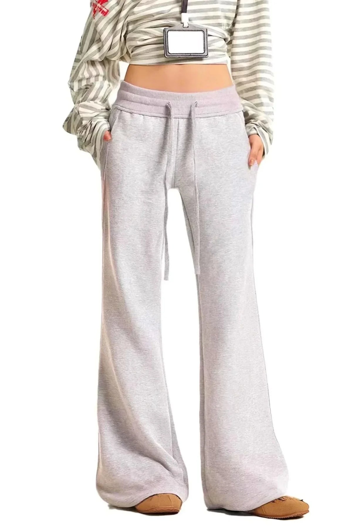 Black Knitted Bell-Bottom Pants