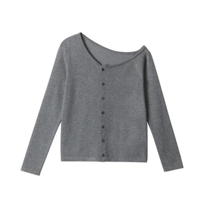 Black Knitted Off-Shoulder Cardigan