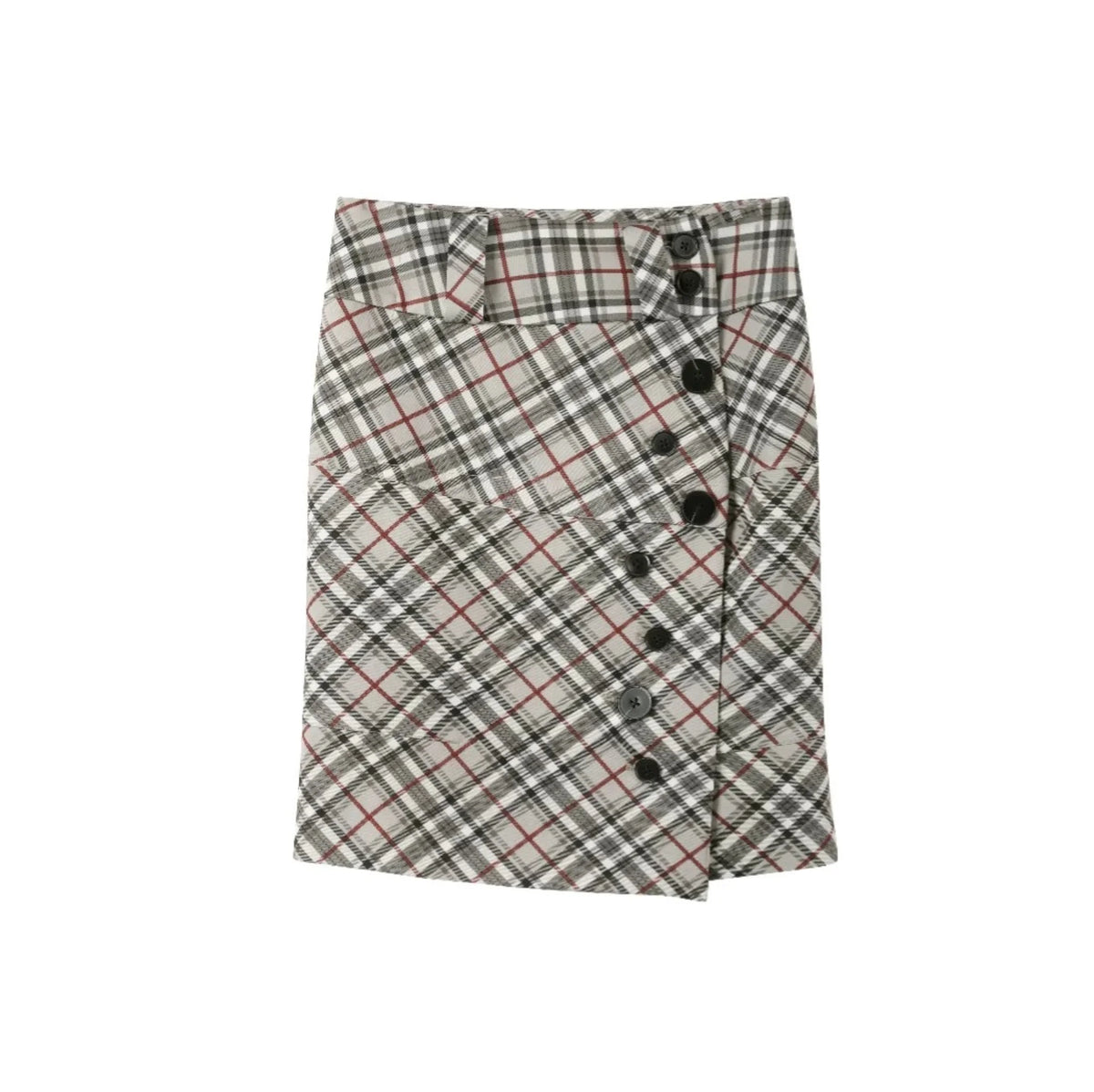 Black Knitted Top and Plaid Skirt Set-Up