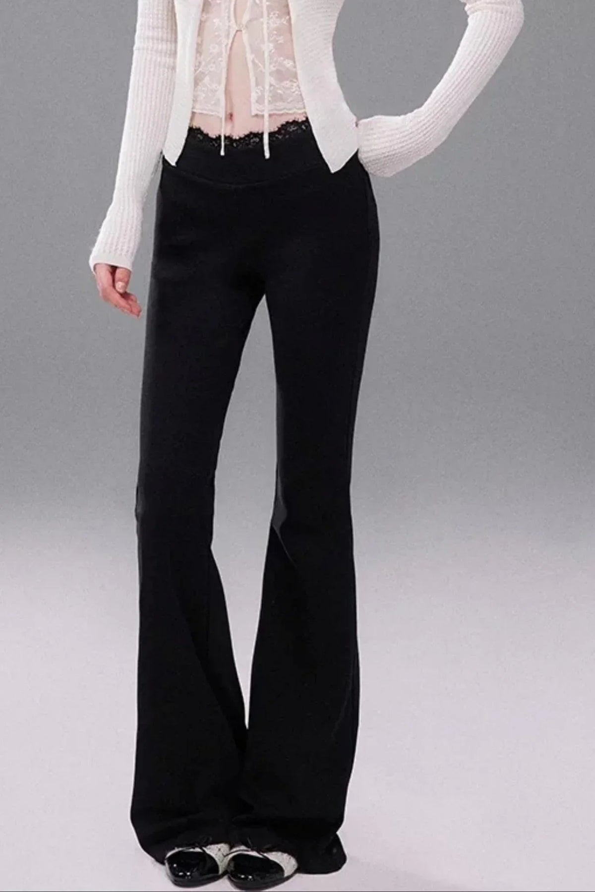 Black Lace Waistband Pants
