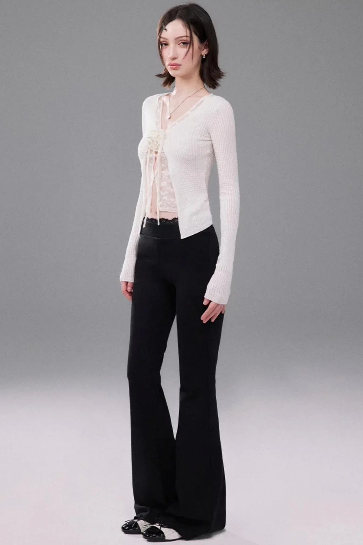 Black Lace Waistband Pants