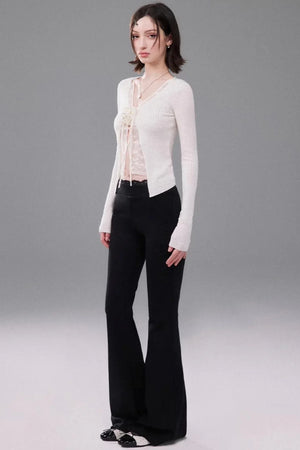 Black Lace Waistband Pants