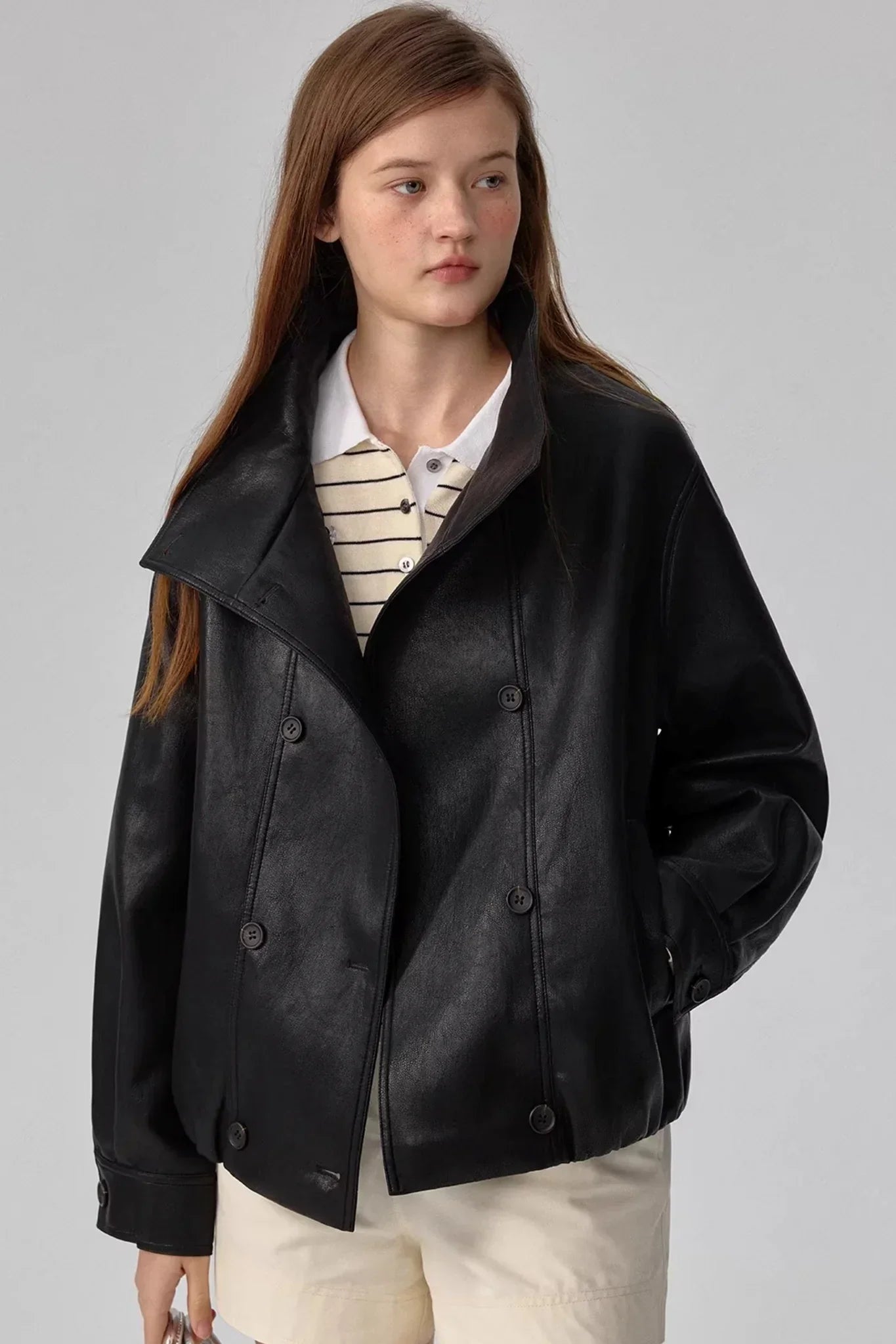 Black Matte Leather Biker Jacket