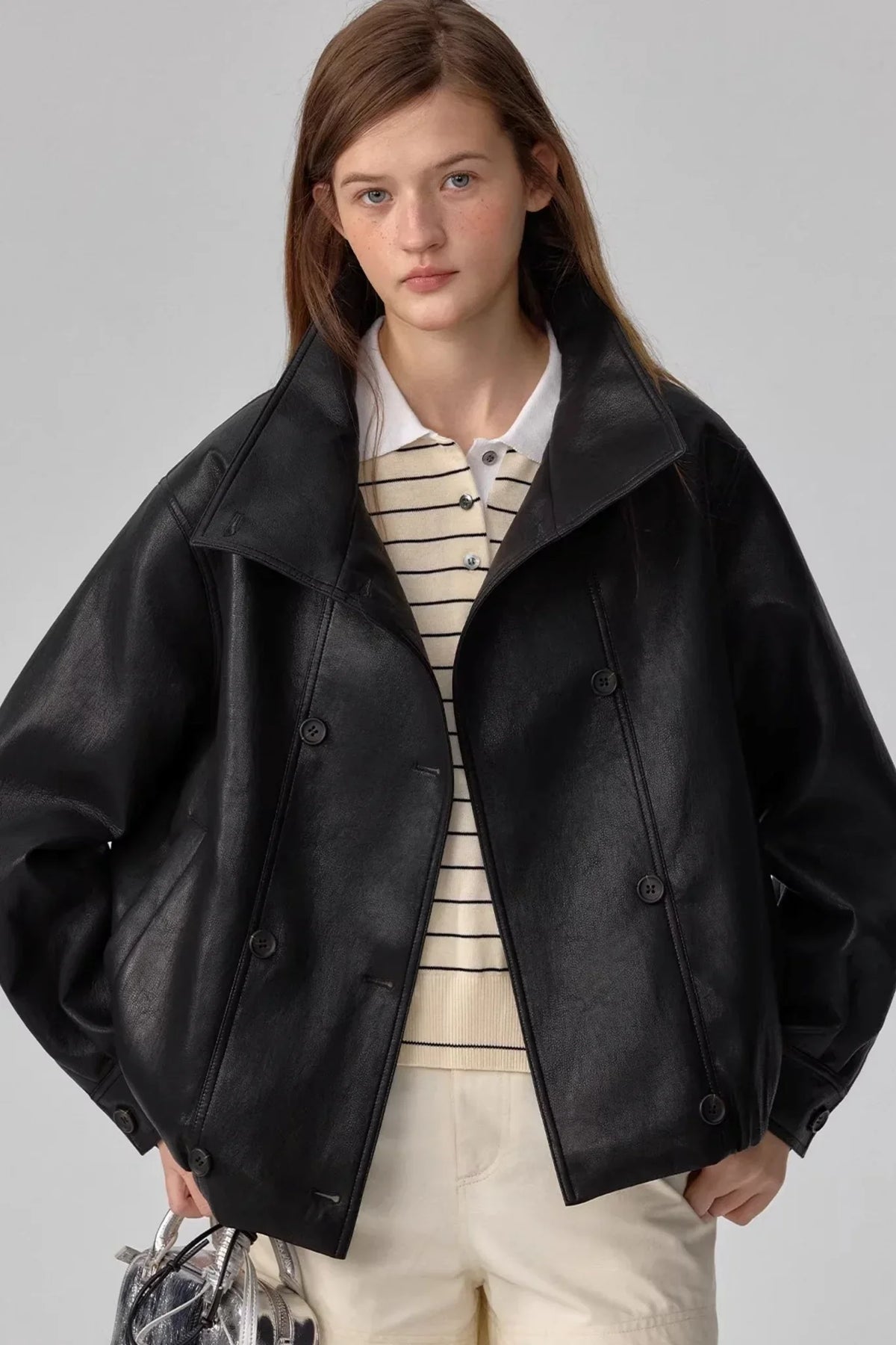 Black Matte Leather Biker Jacket