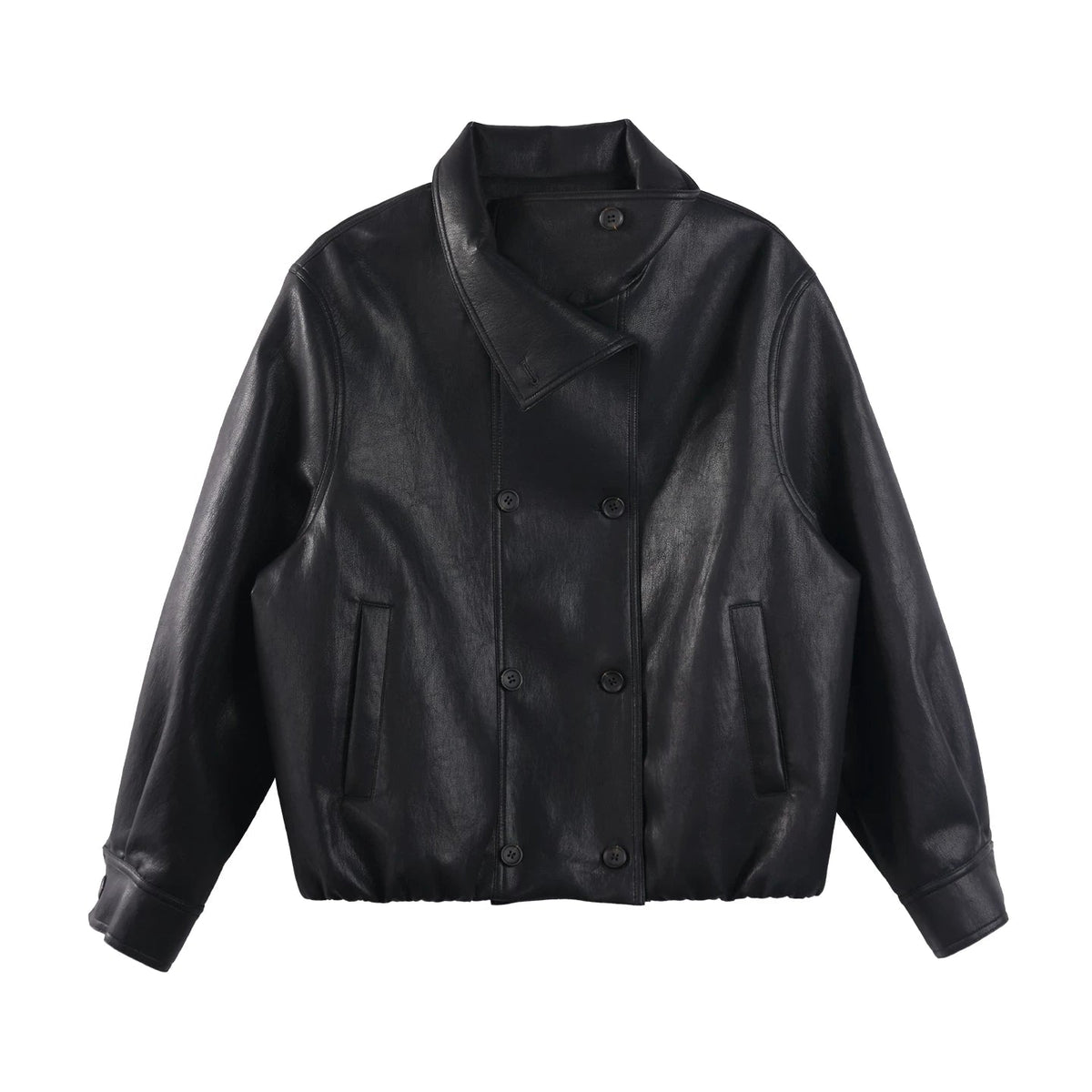 Black Matte Leather Biker Jacket
