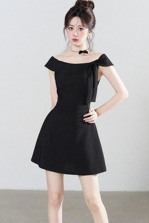 Black Off-Shoulder Knit Dress