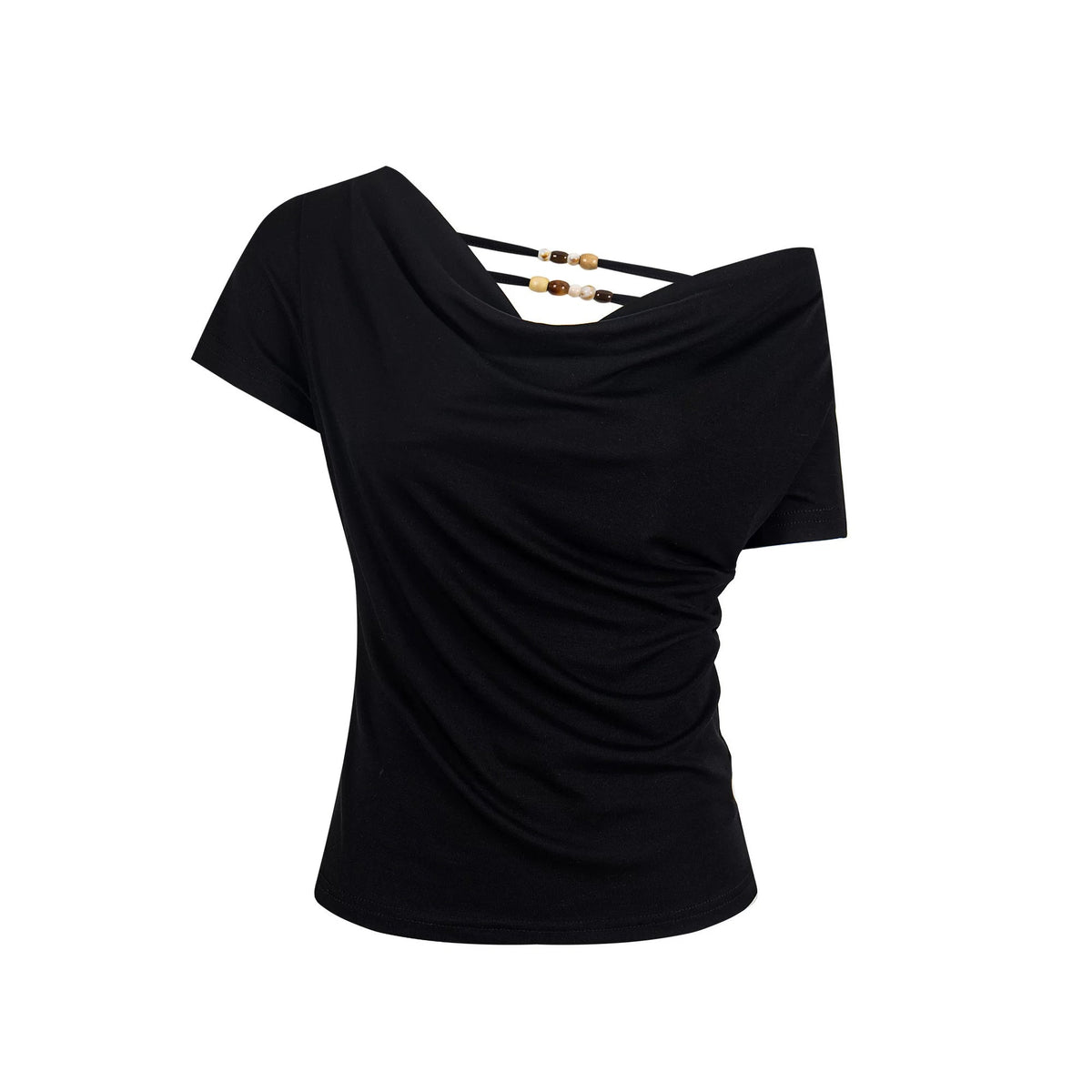 Black Off-Shoulder Slimming Top