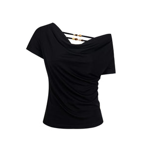 Black Off-Shoulder Slimming Top