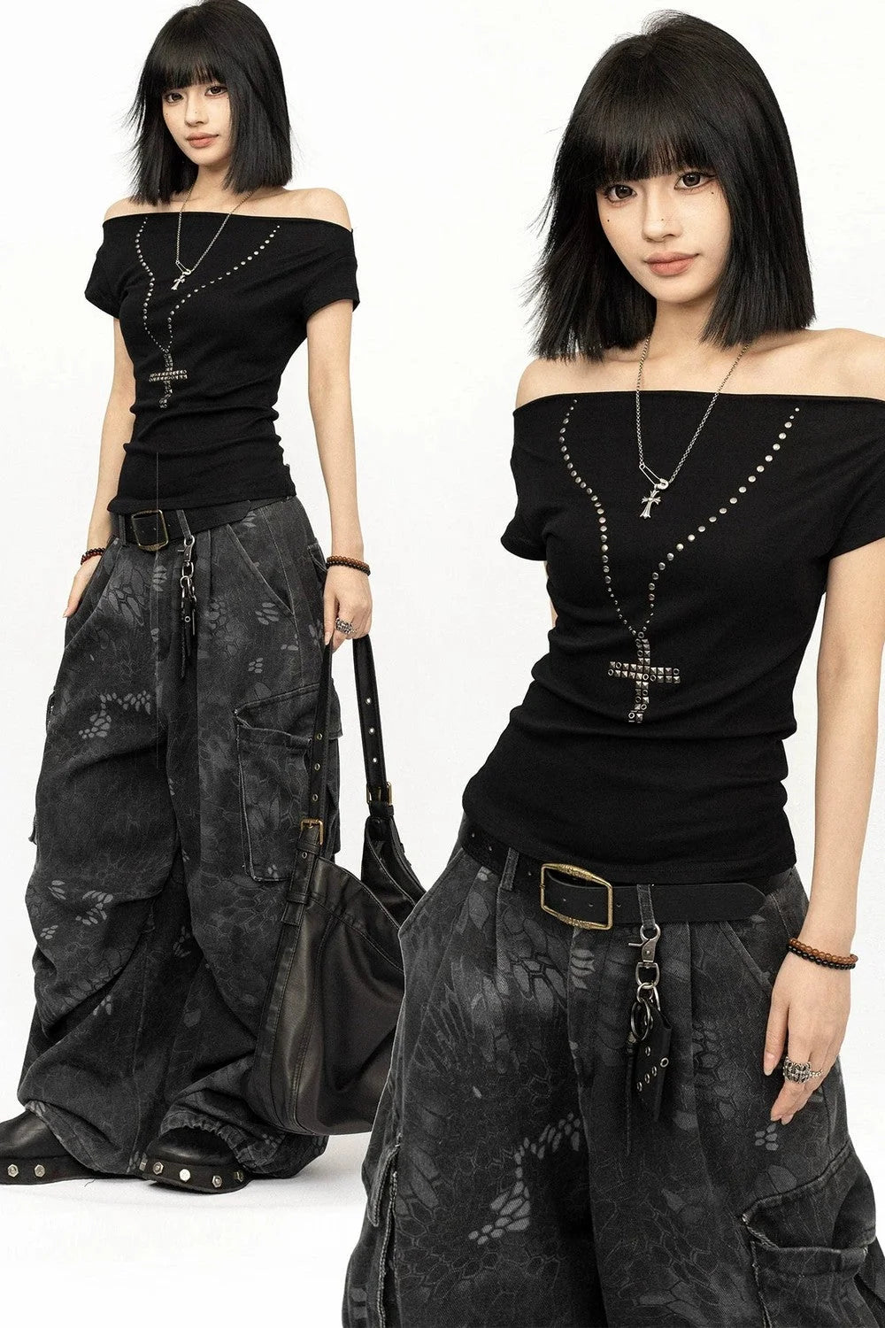 Black Off-Shoulder Summer Top