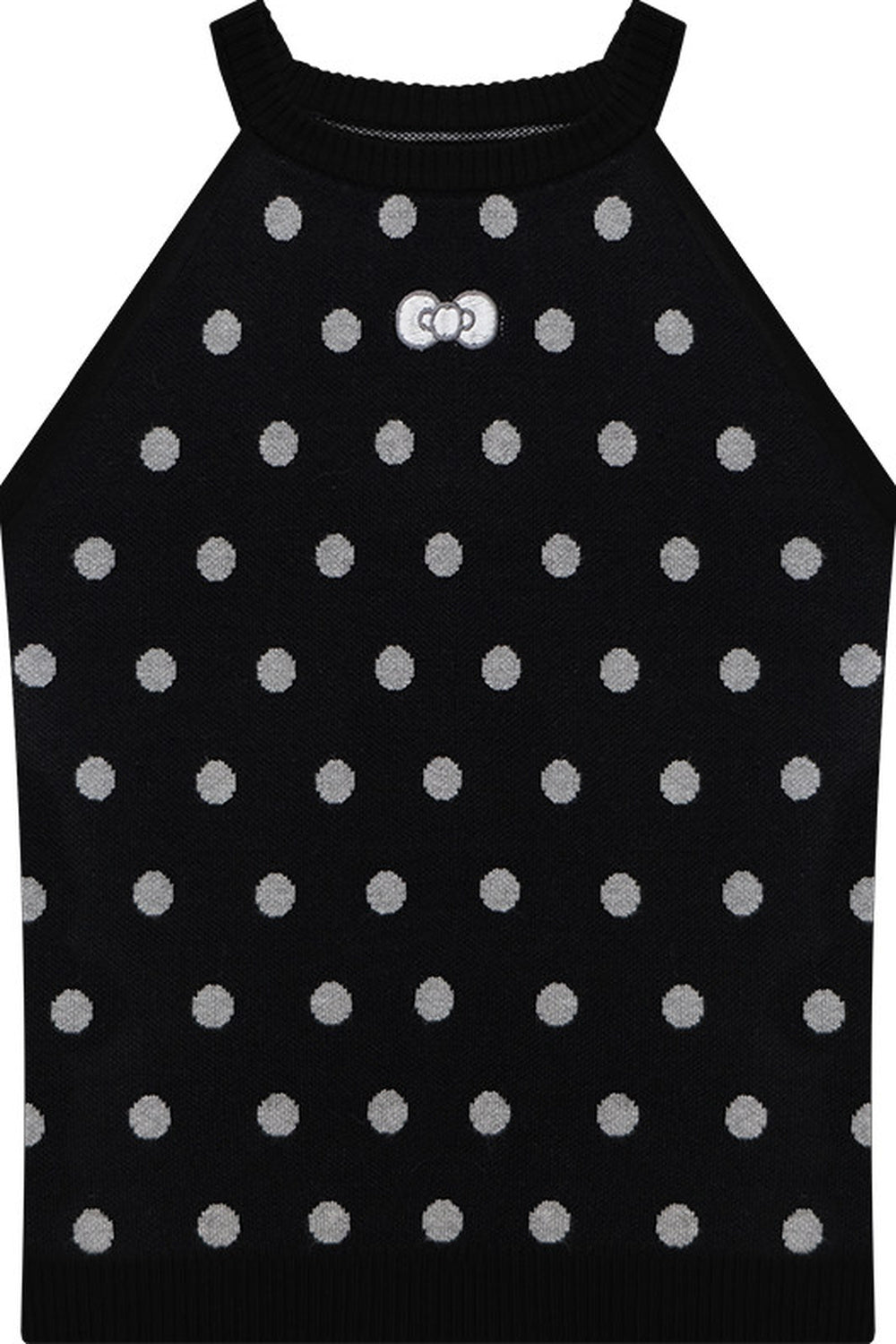 Black Polka Dot Knit Halter Top