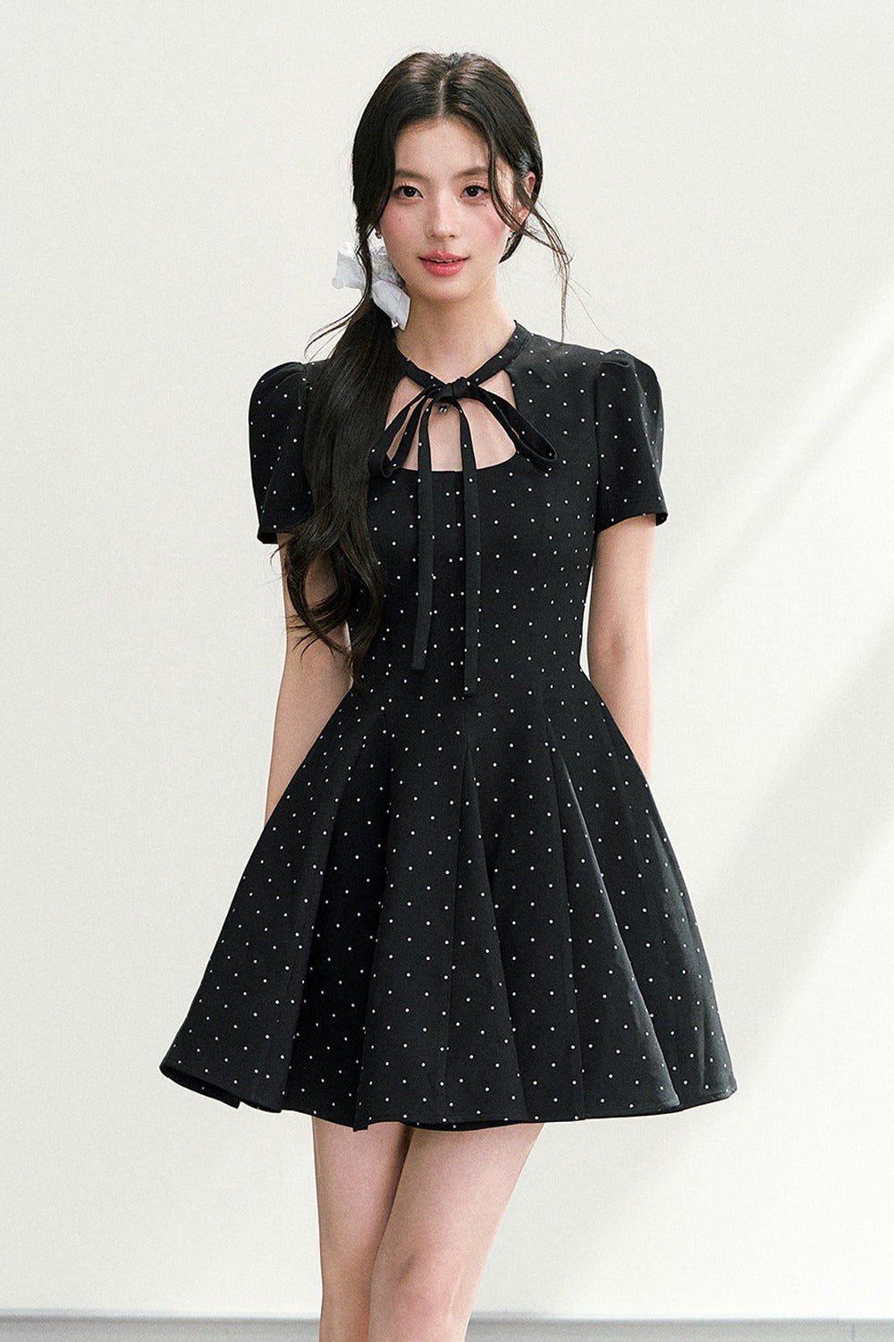 Black Polka Dot Puffy Dress