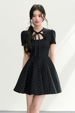 Black Polka Dot Puffy Dress