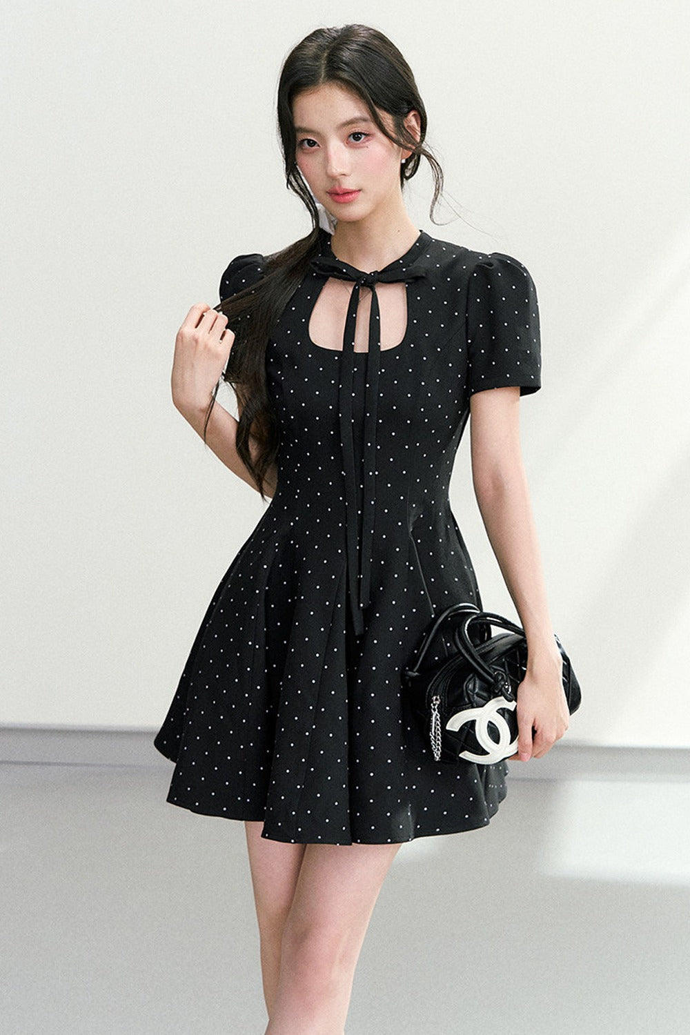Black Polka Dot Puffy Dress