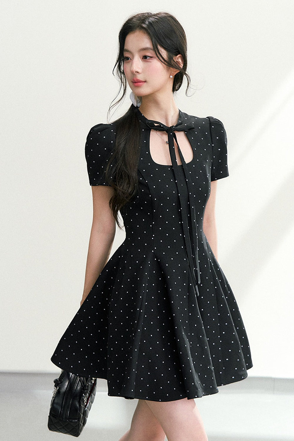 Black Polka Dot Puffy Dress