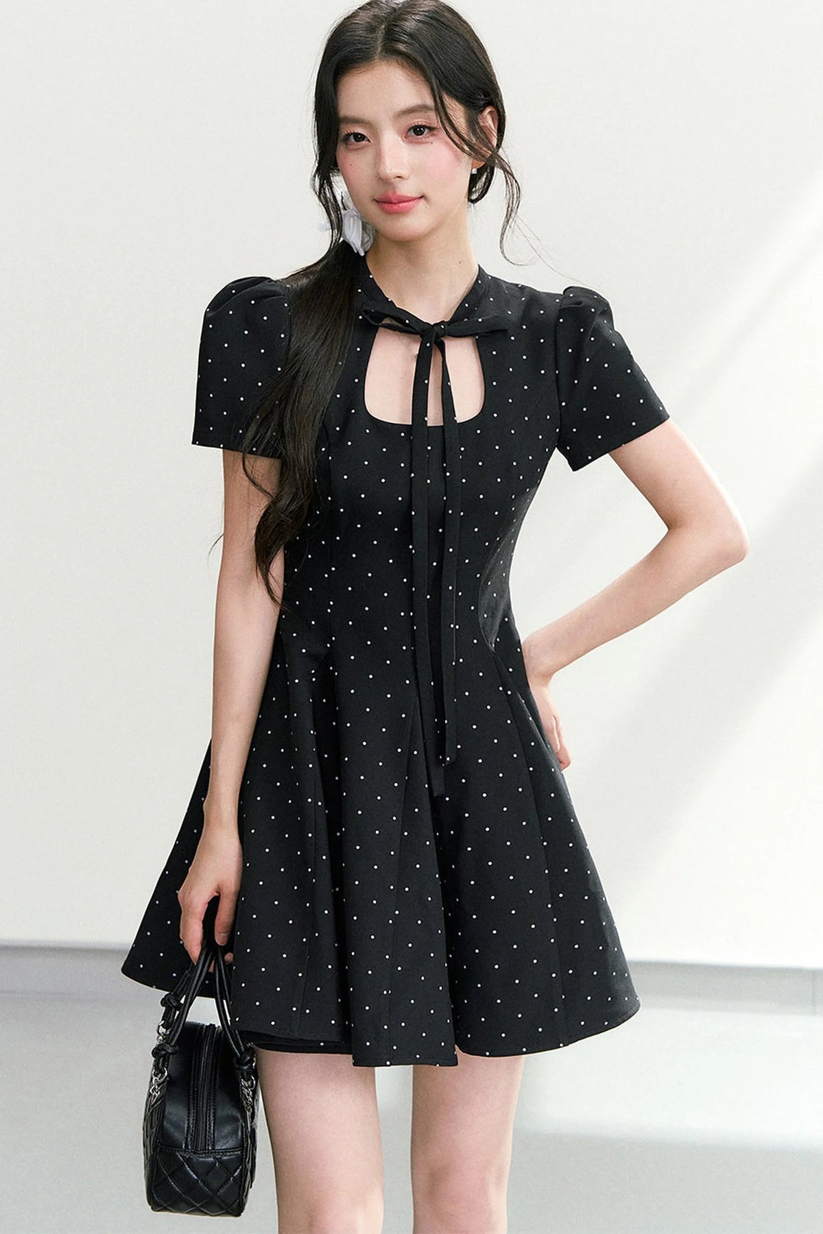 Black Polka Dot Puffy Dress