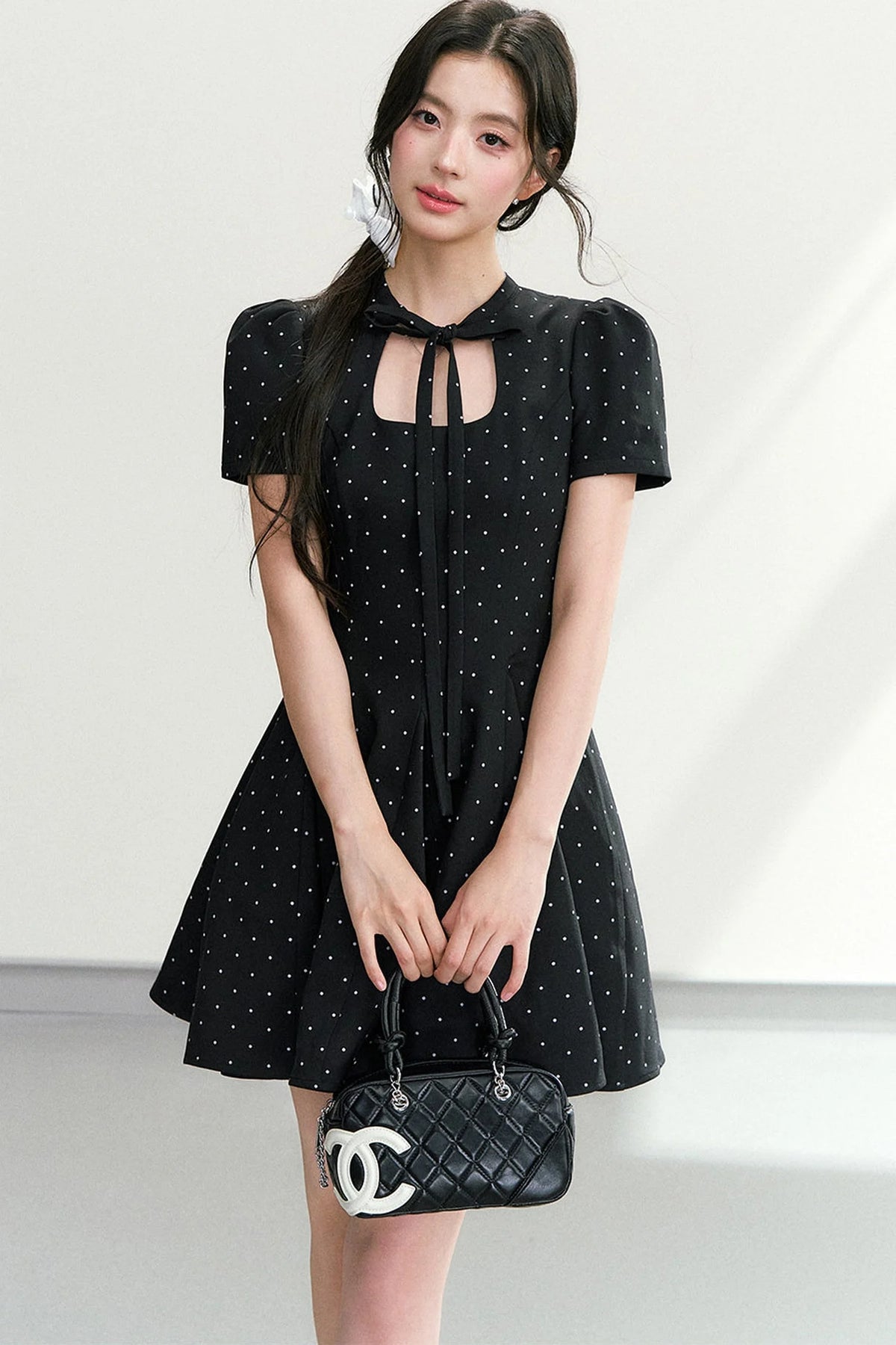 Black Polka Dot Puffy Dress