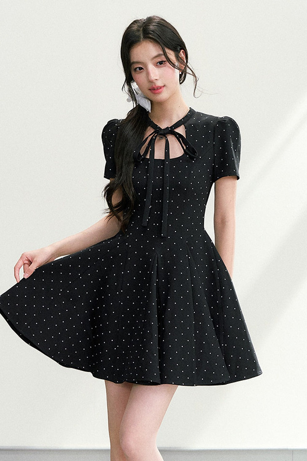 Black Polka Dot Puffy Dress