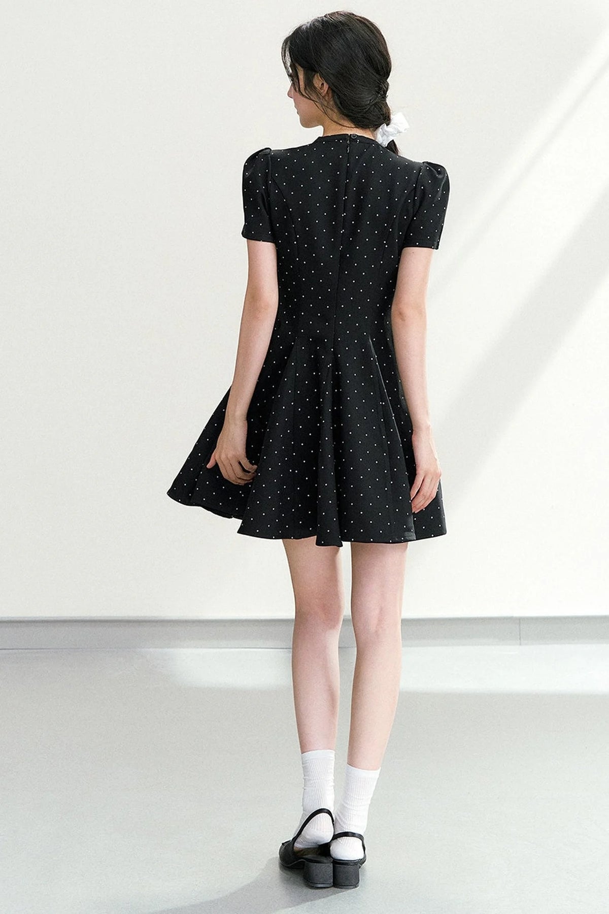 Black Polka Dot Puffy Dress