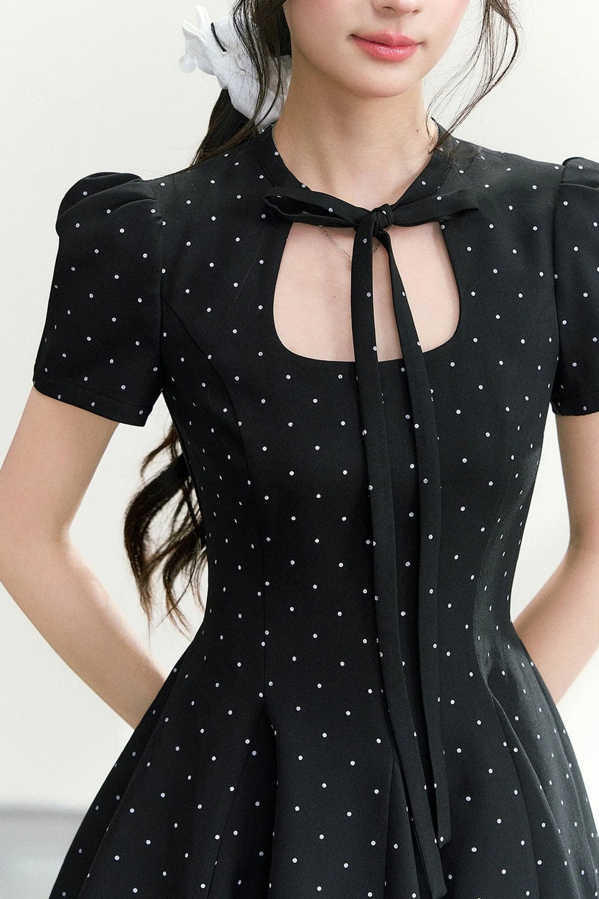Black Polka Dot Puffy Dress