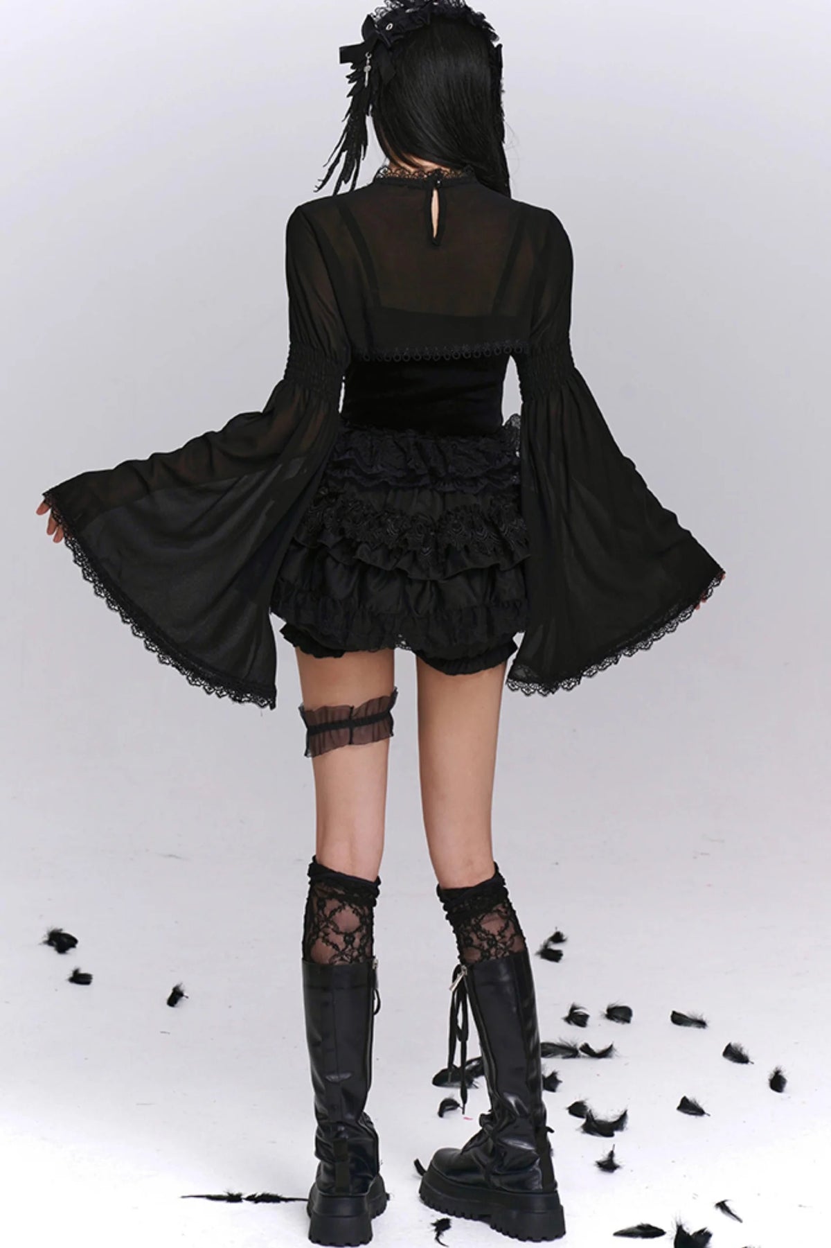 Black Puffy Black Culotte Set-Up