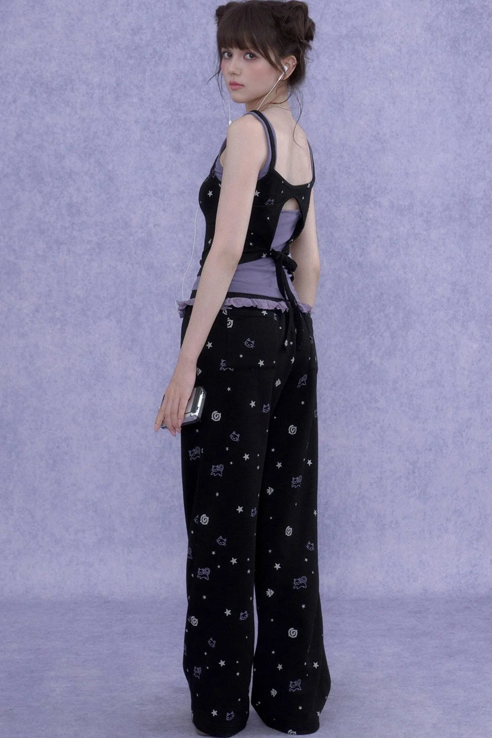 Black Purple Cutout Camisole Set-Up