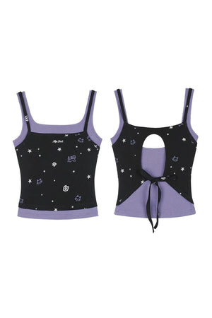 Black Purple Cutout Camisole Set-Up