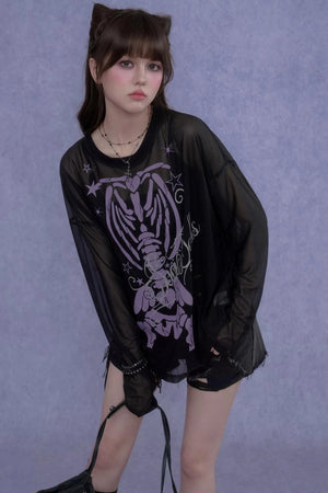 Black & Purple Mesh Cover-Up Set-Up