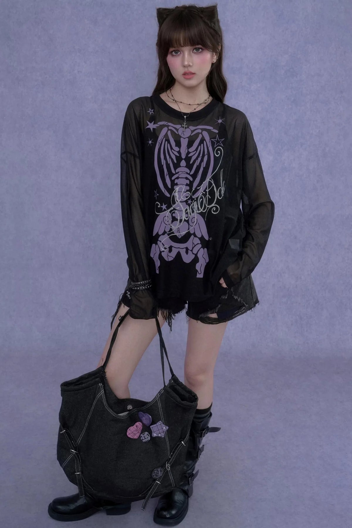 Black & Purple Mesh Cover-Up Set-Up