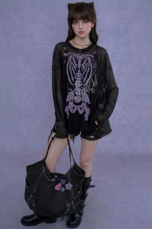 Black & Purple Mesh Cover-Up Set-Up