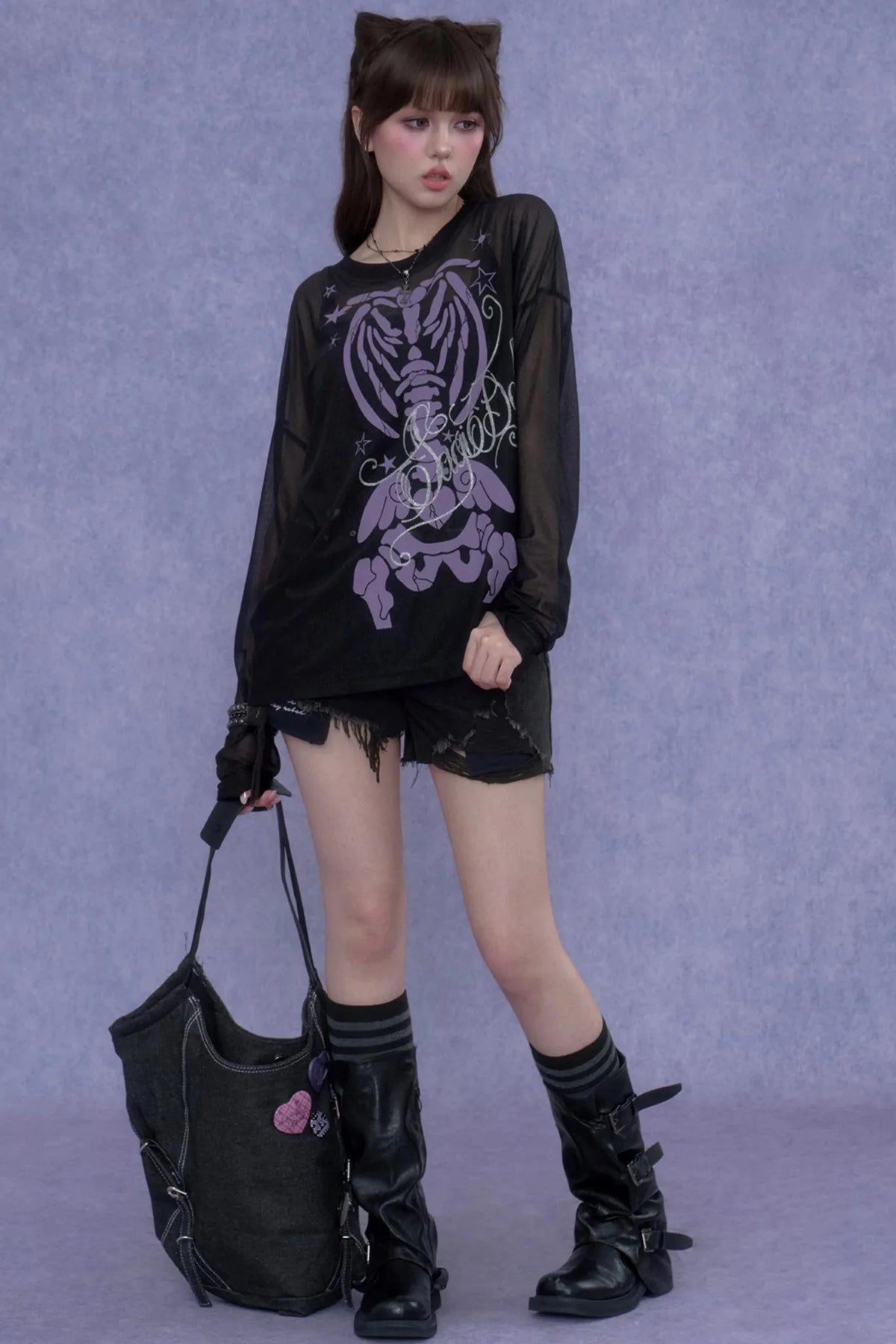 Black & Purple Mesh Cover-Up Set-Up