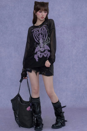 Black & Purple Mesh Cover-Up Set-Up