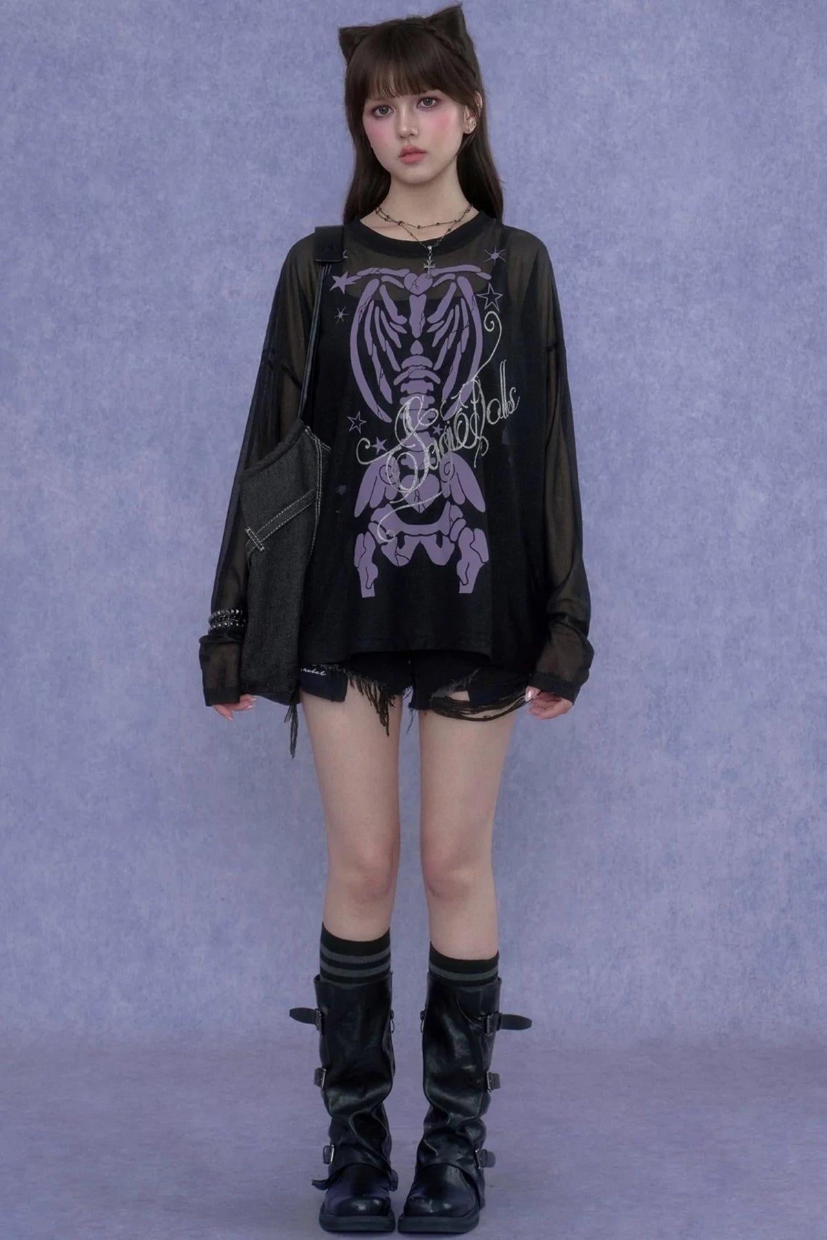 Black & Purple Mesh Cover-Up Set-Up