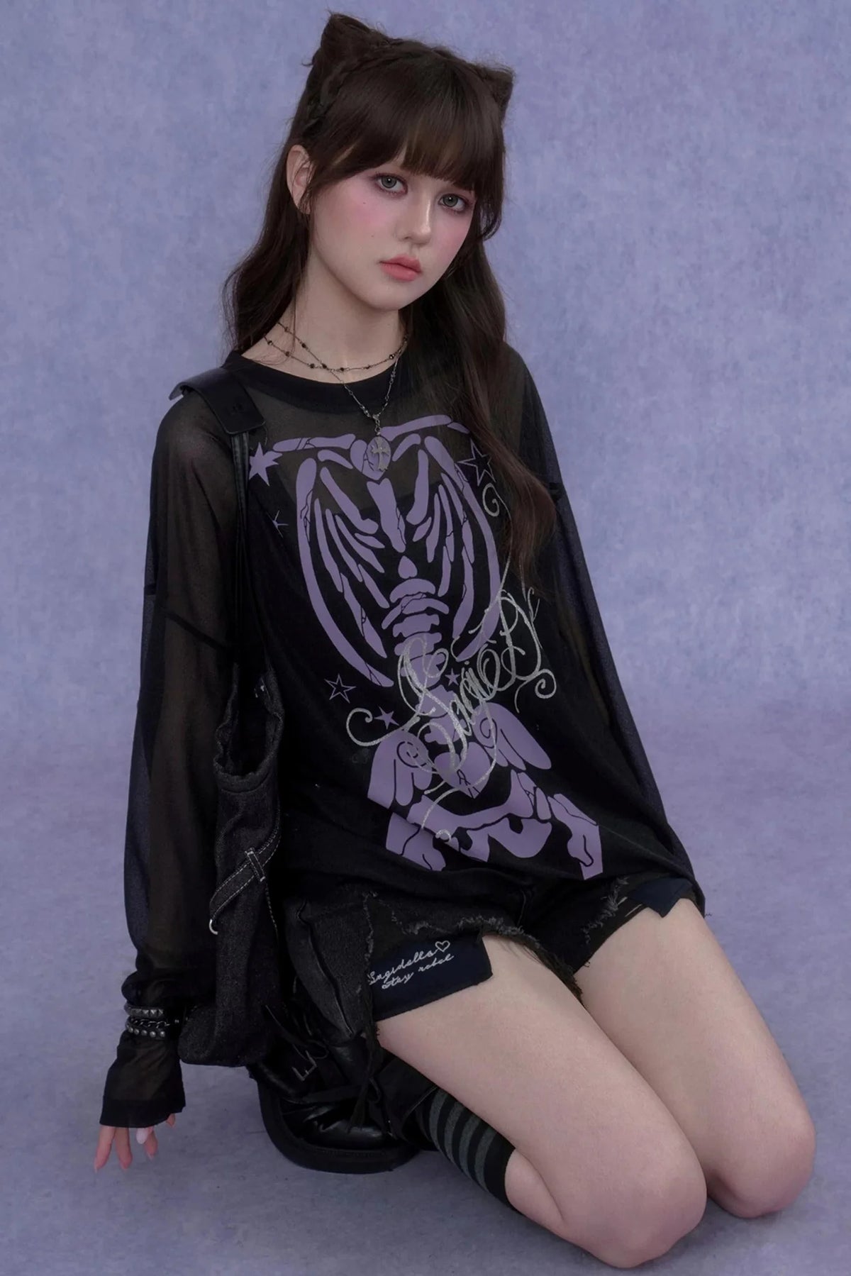 Black & Purple Mesh Cover-Up Set-Up