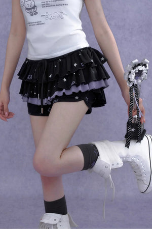 Black Purple Print Cake Skirt Set-Up