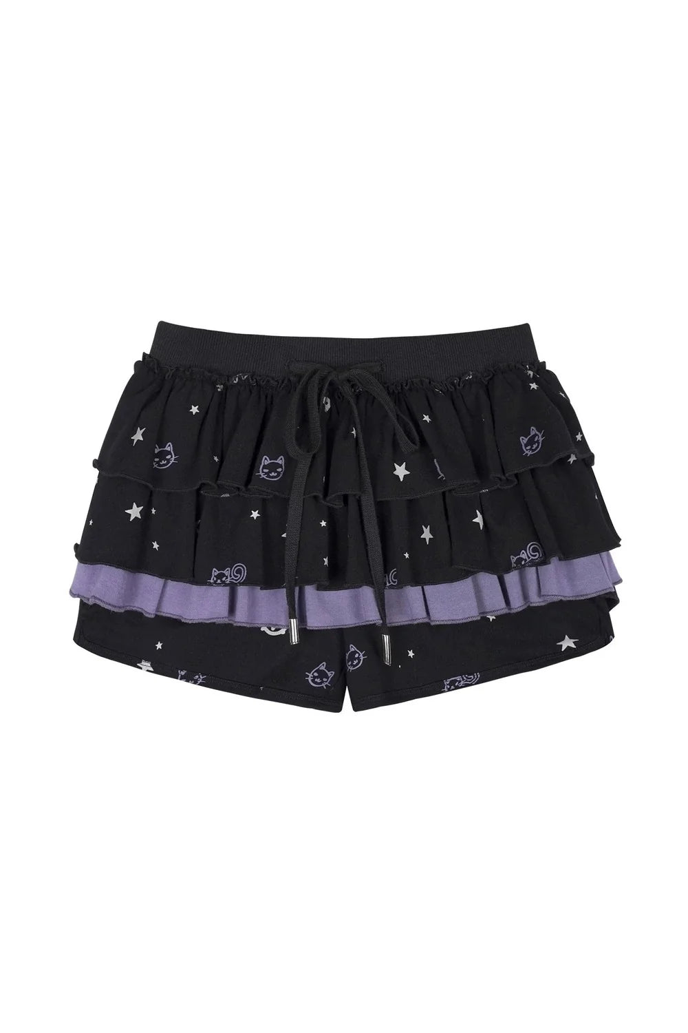 Black Purple Print Cake Skirt Set-Up